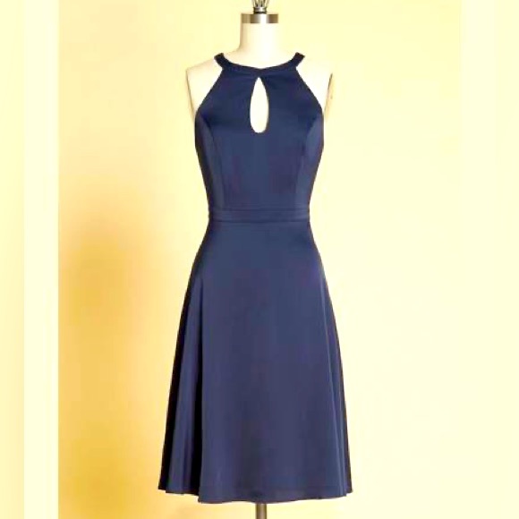 Modcloth Dresses & Skirts - ModCloth Best of Luxe Satin Halter Dress in Navy new with tags